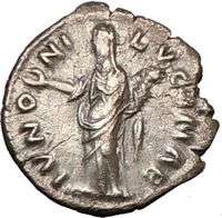   Wife of Lucius Verus Rare Ancient Silver Roman Coin JUNO w baby  