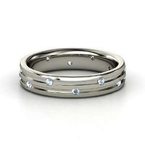  Slalom Band, Sterling Silver Ring with Aquamarine Jewelry