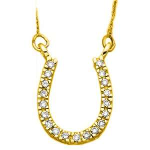  10K Yellow Gold 1/4 ct. Diamond Horse Shoe Pendant with 