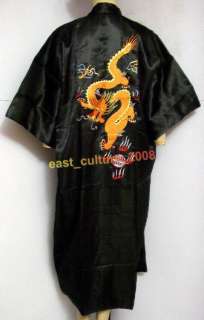 Chinese Dragon Sleepwear Robe Yukata Black MRD 10  