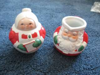 Santa & Mrs. Claus Creamer & Sugar Bowl Avon 1983 porcelain  