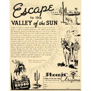  1937 Ad Phoenix Arizona Travel Desert Valley of the Sun 