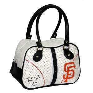 San Francisco GIANTS MLB White BAG w Black Trim & SF Letter Logo & 2 