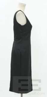 Dolce & Gabbana Black Satin V Neck Sleeveless Sheath Dress Size 30 