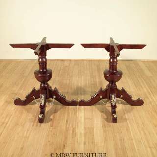 Pair of 2 Mahogany French Style Dining Table Pedestal Bases w/ Ormolu 