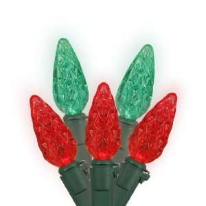  Set of 70 LED Red and Green C6 Christmas Lights   Green 