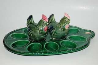 Vintage Chicken or Rooster Salt and Pepper Shakers with Deviled Egg 