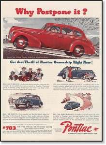 1940 Pontiac Six business coupe red car print AD  