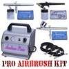 Dual/ Single Action 3 Airbrushes Kit with Air Compressor