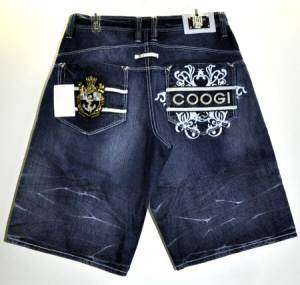 Coogi Mens Nautical Dark Blue Denim Jean Shorts Size 34 NEW  