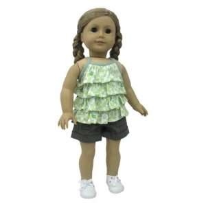   Doll Clothes Olive Cargo Shorts with Green Ruffle Tank Toys & Games