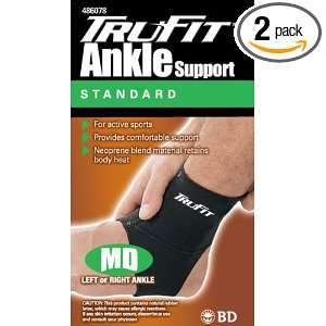 Tru fit Terry Lined Ankle Support Black Medium (Pack of 2 
