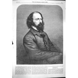  1864 Portrait Alfred Tennyson Poet Laureate