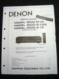 Original Denon DCD 815/815G/615 Service Manual  