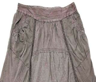 NEW $218 White Chocolate Vintage Lagenlook Wash Lace Cotton Skirt Plus 