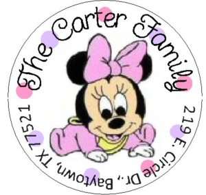 BABY MINNIE MOUSE~ Round Return Address Labels  