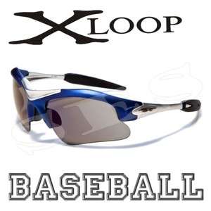 XLOOP Sunglasses Mens Sports Baseball Blue Silver  