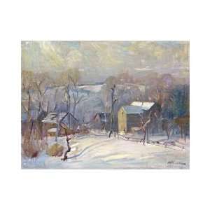  Village In Snow by Arthur clifton Goodwin. Size 15.97 