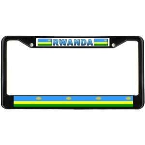  Rwanda Rwandan Flag Black License Plate Frame Metal Holder 