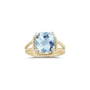  0.04 Cts Diamond & 3.50 Cts Aquamarine Ring in 14K Yellow 