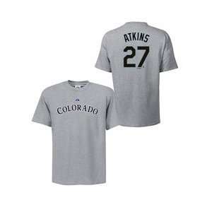 Colorado Rockies Garrett Atkins T Shirt by Majestic Athletic   Grey 