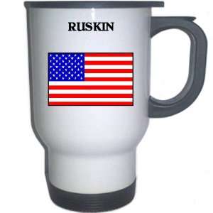  US Flag   Ruskin, Florida (FL) White Stainless Steel Mug 