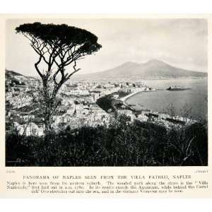  1928 Print Panorama Naples Italy Bay Villa Nazionale 