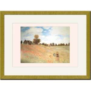  Gold Framed/Matted Print 17x23, Les Coquelicots