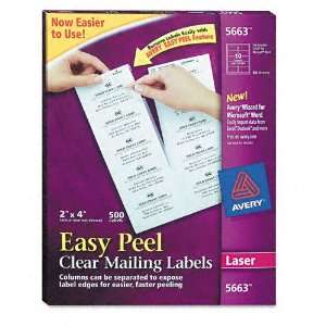 Avery  Easy Peel Mailing Labels for Laser Printer, 2 x 4, Clear, 500 