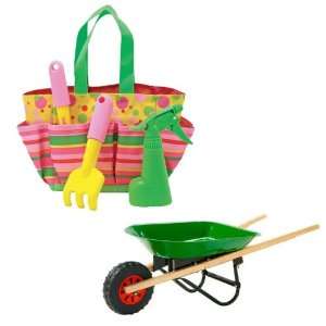   Doug Blossom Bright Tote And Wheel Barrow Garden Bundle Toys & Games