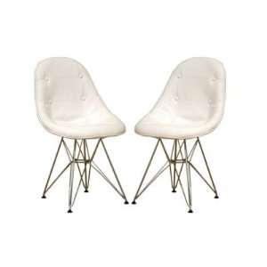  Baxton Studio White PU with Chromed Frame Dining ChairSet 
