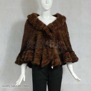 Denmark Mink Fur Knitted Cape/Poncho/Tippet/Wrap/Shawl  