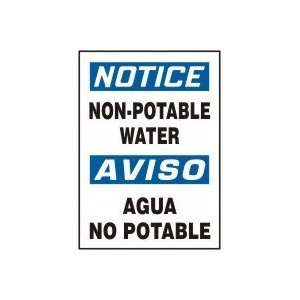  NON POTABLE WATER (BILINGUAL) Sign   14 x 10 Adhesive 