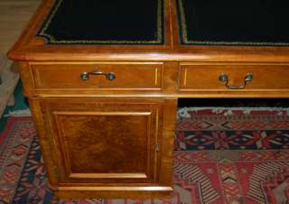 6667 French Antique Partners Desk w Black Leather Top  