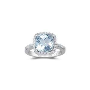   23 Cts Diamond & 0.95 Cts Aquamarine Ring in Platinum 5.0 Jewelry