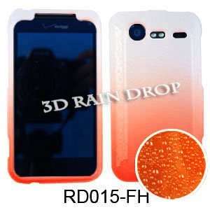  FOR HTC DROID INCREDIBLE 3D RAIN DROP ORANGE WHITE Cell 
