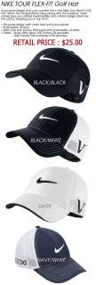 NWT NIKE Tour Mesh Flex Fit Golf Cap Hat Navy/White M/L MSRP $25 