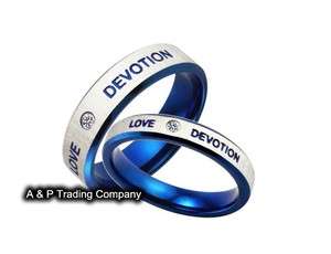   316L Stainless Steel Wedding Band Love Devotion CZ Couple Rings  