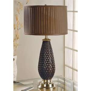  Dimpled Table Lamp With Brown Drum Shade