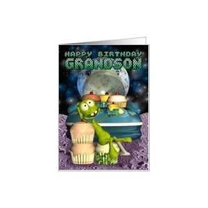   Grandson, Out of this world, alien with cup cakes Card Toys & Games