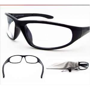 Bifocal Clear Sunglasses 1.50 Black Frame and Z87.1 Polycarbonate Lens 
