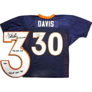  Terrell Davis Autographed Custom Stat Jersey with SB 32 MVP, 98 NFL 