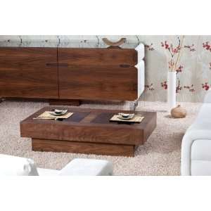  Coffee Table with 2 Drawers Natural Walnut Color & Black 