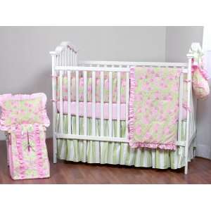  Flower Basket Pink/green 4 Piece Crib Set Baby