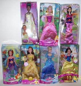 Disney Princess Barbie Dolls Mulan Tiana Belle NEW  