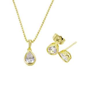 Tear Drop9K Yellow Gold Filled CZ Womens Jewelry Set,2012 S 046 