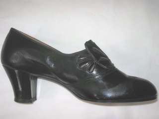 VTG 1940s 50s *NOS* Ladies BLACK Patent LEATHER Heels SHOES Pumps w 