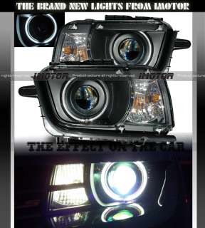  Camaro Black Dual CCFL Halo LH RH Projector Headlights Lamps  