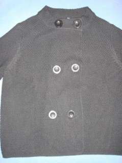 Pow Wow Womens Black Pea Coat Style Sweater Sz M  