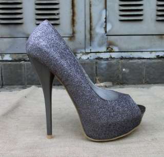 Fashion Glitter Platform High Heel Pumps Partyqueen Shoe Big half size 